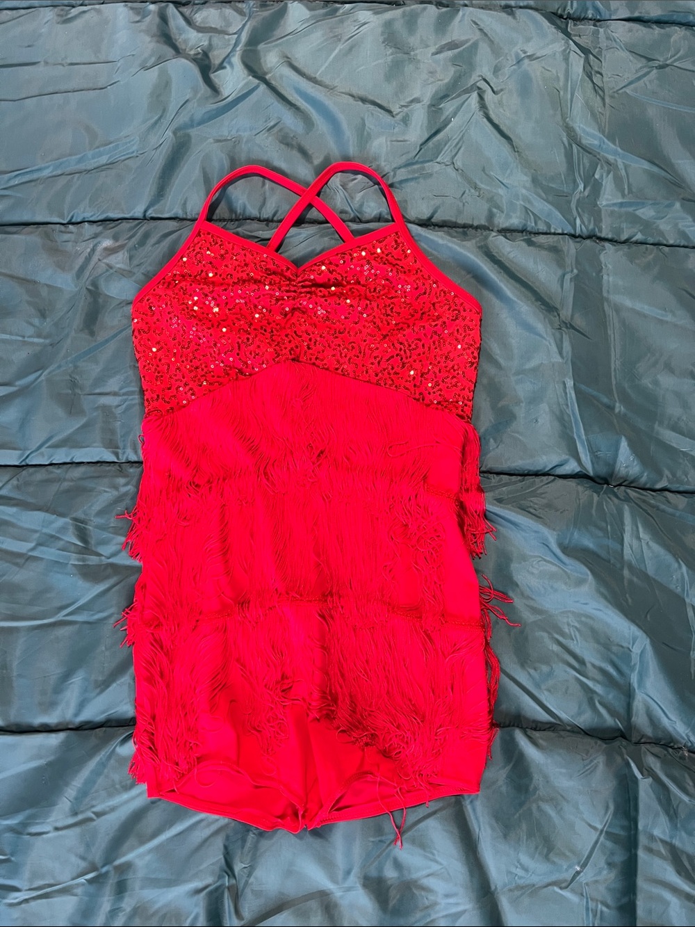 Weissman Red Sequin & Fringe Dance Costume